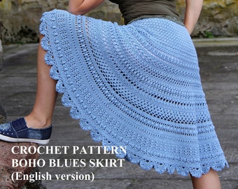 Bohemian A-Line Crochet Skirt Pattern, S-3XL