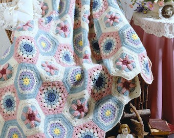Vintage Granny Floral Hexagon Crochet Pattern