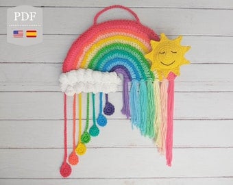 Rainbow Sun & Cloud Crochet Pattern, PDF