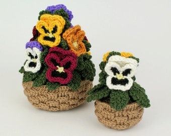 Crochet Pattern for Potted Pansies Plant PDF