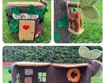 Crochet Pattern for Squirrel & Log House