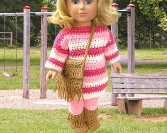 Katie's Pink Pant Set Crochet Pattern for 18" Doll