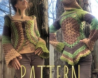 Boho Elven Oversized Hooded Crochet Jacket Pattern