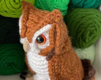 Screech Owl Crochet Pattern: Realistic Plush Amigurumi
