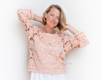 Coral Crochet Sweater Pattern: Summer Lace Jumper