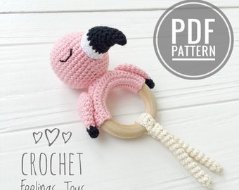 Crochet Flamingo Baby Rattle Amigurumi Pattern