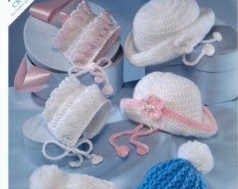 Crochet Baby Hats Pattern, Preemie to Toddler