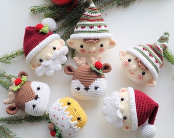 Amigurumi Christmas Crochet Pattern: Elf, Santa, Reindeer