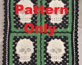 Granny Skulls Crochet Blanket Pattern PDF