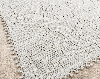 Penelope Elephant Filet Crochet Baby Blanket Pattern