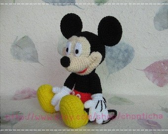 Mickey Mouse Amigurumi Crochet Pattern, 10-inches PDF