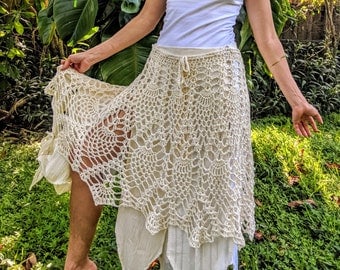 Pineapple Lace Crochet Skirt Pattern: Beach Cover