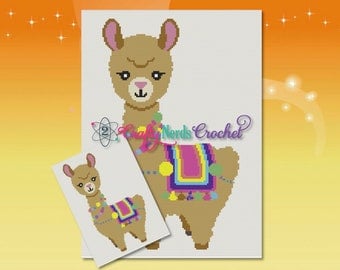Colorful Llama Crochet Graphgan Blanket Pattern