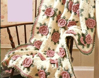 Victorian Roses Crochet Afghan: Vintage PDF Pattern