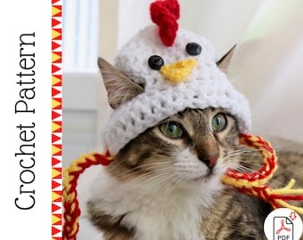 Easy Crochet Chicken Hat Pattern for Cats