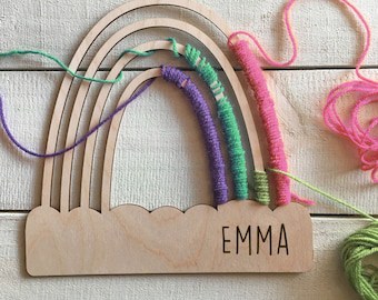 Personalized Large Rainbow Yarn Craft, Made in America