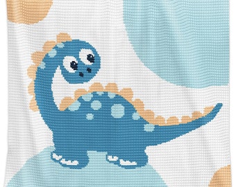 Dinosaur-Themed Baby Afghan Crochet Blanket Pattern