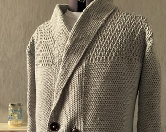 Men's Double Fronted Cardigan Crochet Pattern PDF