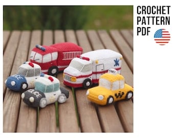 Amigurumi Crochet Pattern Set: Emergency & City Vehicles
