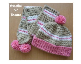 Crochet Child's Hat & Scarf Pattern CNC83