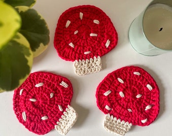 Autumnal Crochet Mushroom Coaster Pattern PDF