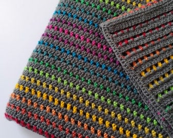 Stormy Rainbow Crochet Blanket Pattern in English