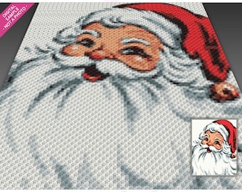 Santa Portrait C2C Crochet Pattern with Counts