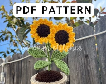 Sunflower Crochet Pattern for Potted Plant
