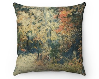 Autumn Orange Fall Path Decorative Pillow