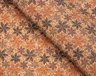 Maple Leaf & Circles Cork Leather Textile