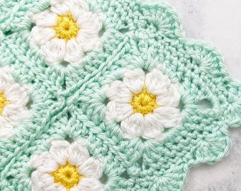 Dainty Daisy Crochet Granny Square Blanket Pattern