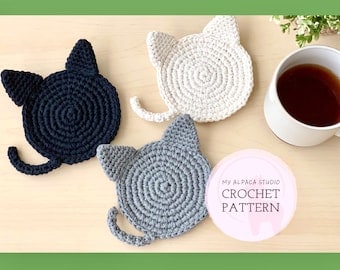 Minimalist Crochet Cat Coaster Pattern