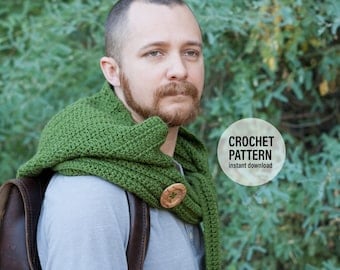 Wanderer's Hooded Scarf Crochet Pattern, Adult Size