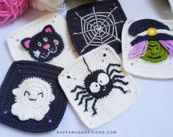 Halloween-Themed Crochet Granny Squares Pattern