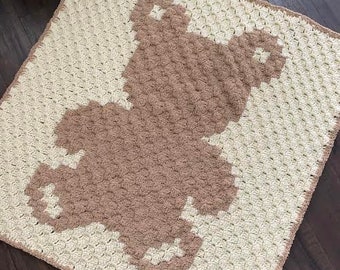 C2C Crochet Teddy Bear Baby Blanket Pattern