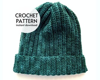 Crochet Pattern - Easy Adult Ribbed Beanie