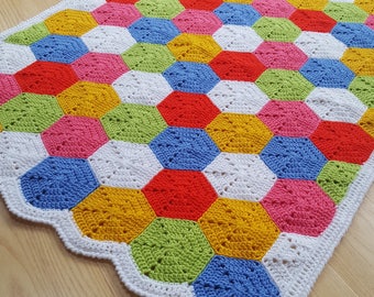Hexagon Blanket Crochet Pattern - UK & US