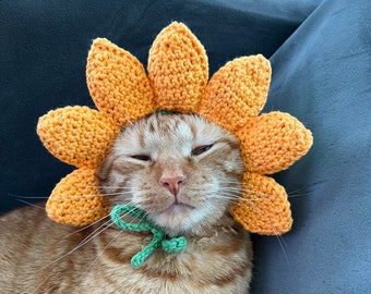 Sunflower Cat Hat Crochet Pattern PDF