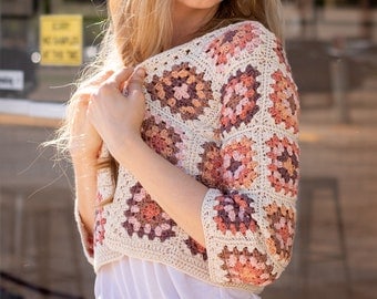 Granny Square Crochet Cardigan Pattern PDF