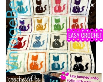 Easy Meow Love Cat Afghan Crochet Pattern