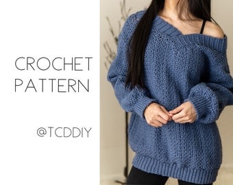 Crochet Oversized Off-Shoulder Sweater Pattern PDF