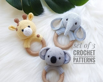 Safari Animal Crochet Patterns: Elephant, Giraffe, Koala