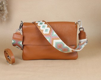 Colorful Slim Leather Crossbody Bag for Women