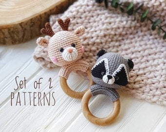 Woodland Deer & Raccoon Crochet Pattern Set