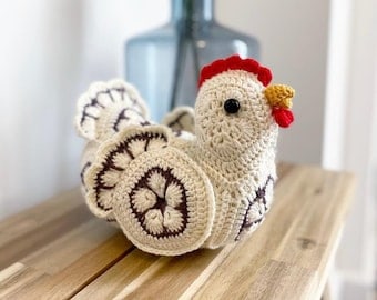 African Flower Crochet Chicken Pattern - Easy Gift