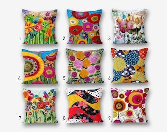 Vibrant Floral Throw Pillow Covers