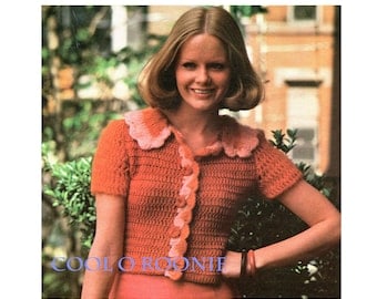 1970's Vintage Women's Crochet Sweater Pattern PDF