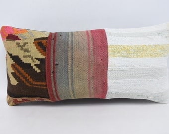 Personalized Antique Kilim Crochet Pillow Case, 12x24