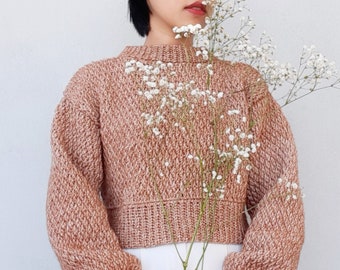 Easy Cozy Oversize Cropped Crochet Sweater Pattern
