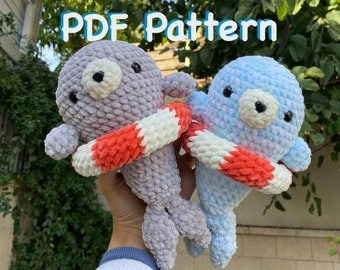 Swimming Seal Crochet Pattern with Floaty